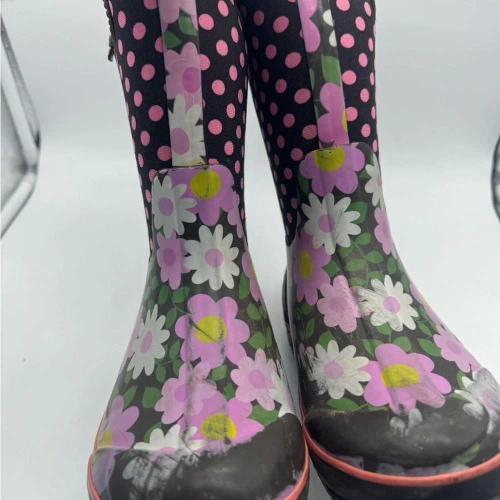 Bogs Girls Classic Flowers Dots Pink Insulated‎ Snow Winter Boots Size 3